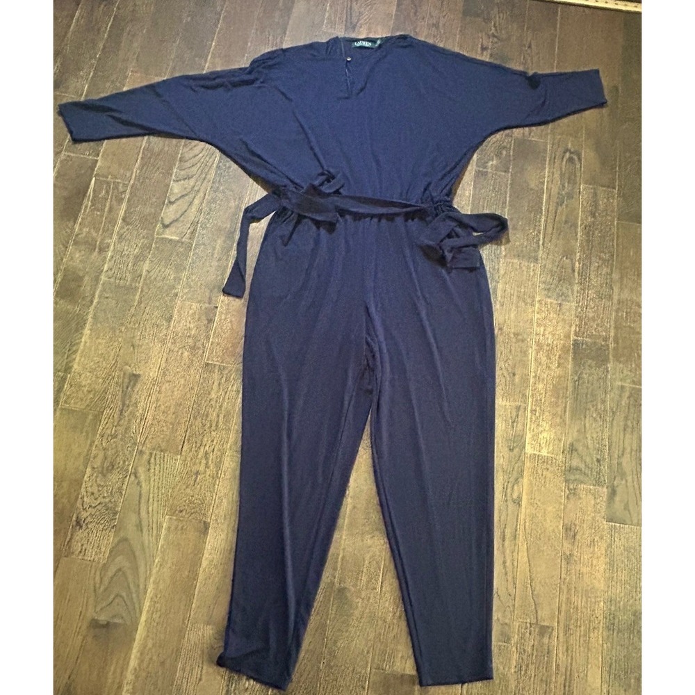 Lauren Ralph Lauren Size XL 3/4 Sleeve‎ Blue Jumpsuit Romper